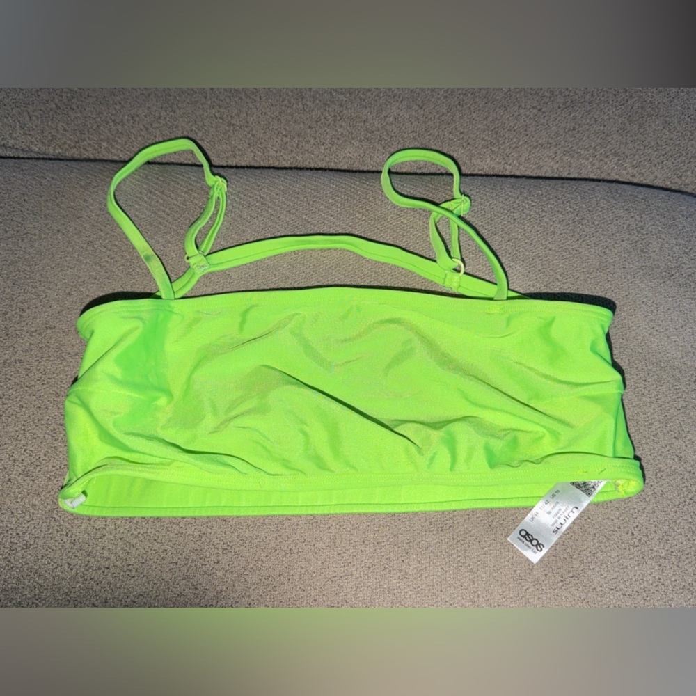 ASOS Neon Lime Bandeau Crop Top with Thin Straps